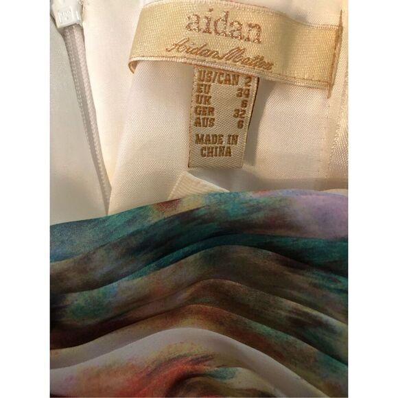 Aidan Mattox watercolor semi formal strapless chiffon full length dress size 2 - Picture 9 of 9